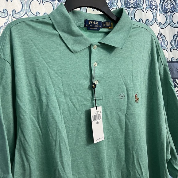 NWT Ralph Lauren Classic Fit Polo Shirt Men's2XL Green Cotton Flesh Pony $110
